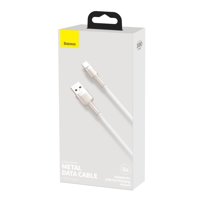 Baseus Cafule Metal sorozatú adatkábel USB-USB-C 66W 1m Fehér