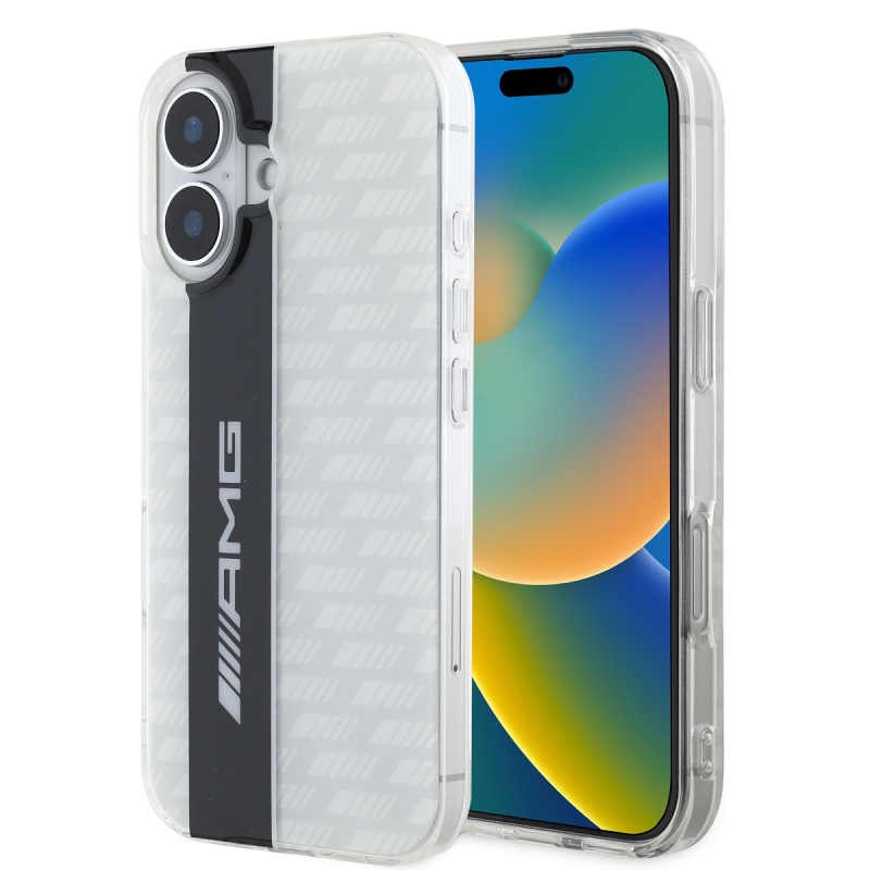AMG szénszálas mintás hátlap iPhone 16 fehérhez