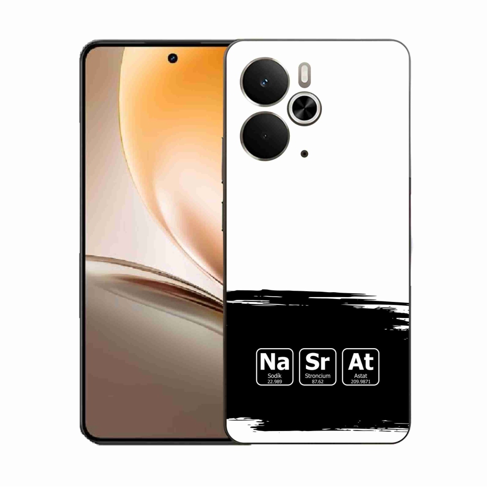 Gél borító mmCase a Realme 14 5G-n - kémiai elemek fekete és fehér háttérrel