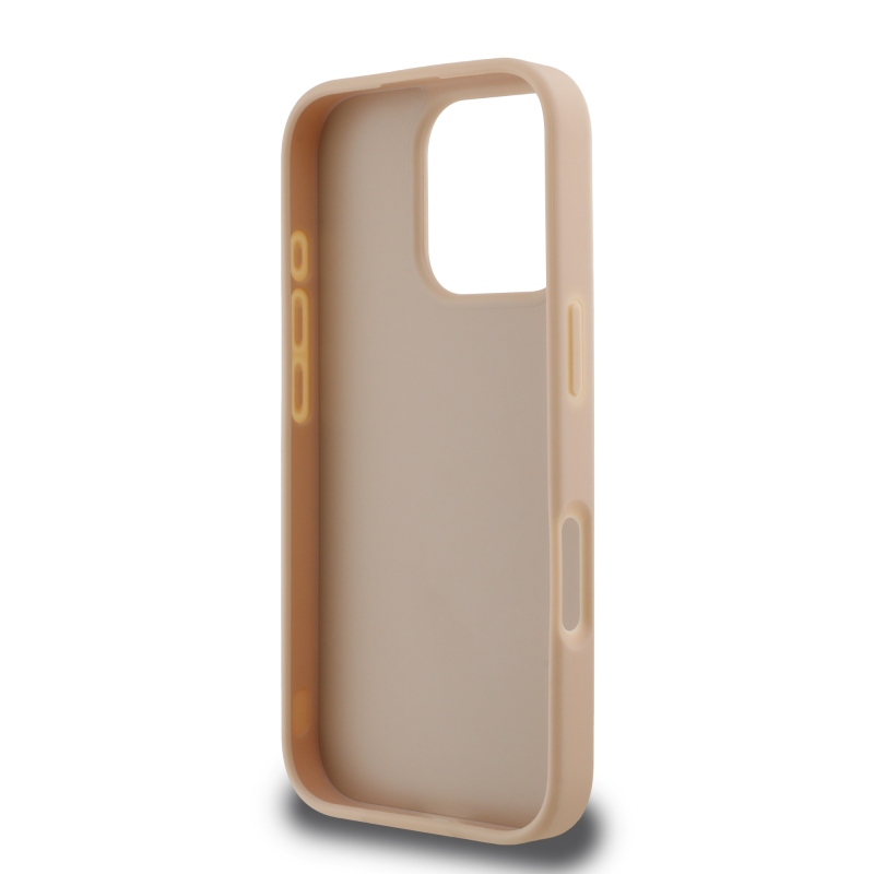 DKNY PU bőr kockás mintás és csíkos hátlapi borító iPhone 16 Pro Max rózsaszínhez