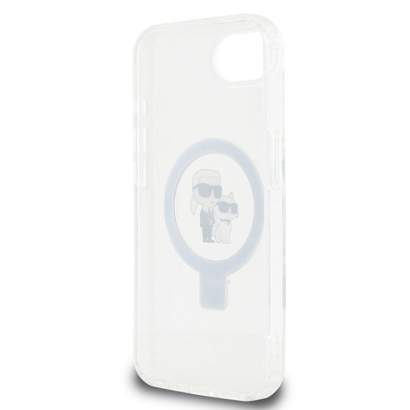 Karl Lagerfeld Ringstand Karl és Choupette MagSafe hátlapi borító iPhone 16e-hez Fehér