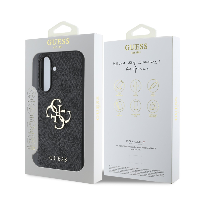 Guess PU 4G fém logó hátlap Samsung Galaxy A56 szürke
