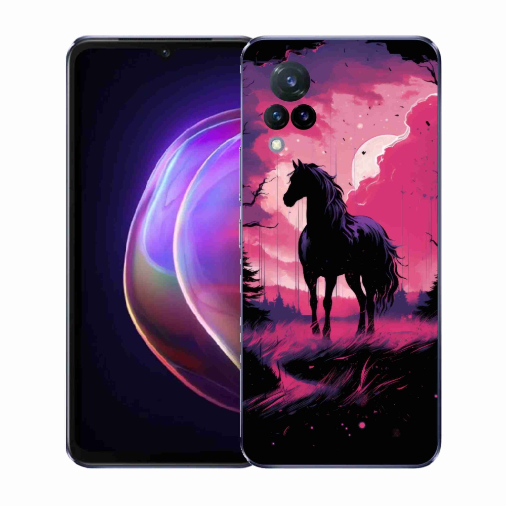 Gél borító mmCase a Vivo V21 4G/5G készülékhez - fekete rajzfilm ló 1