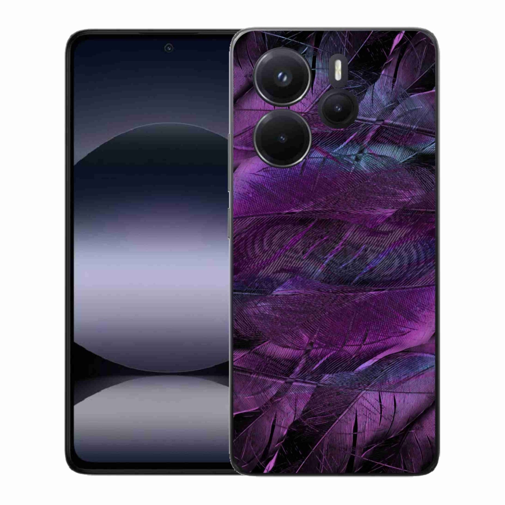 Gél borítás mmCase a Xiaomi Redmi Note 14-hez - lila tollak
