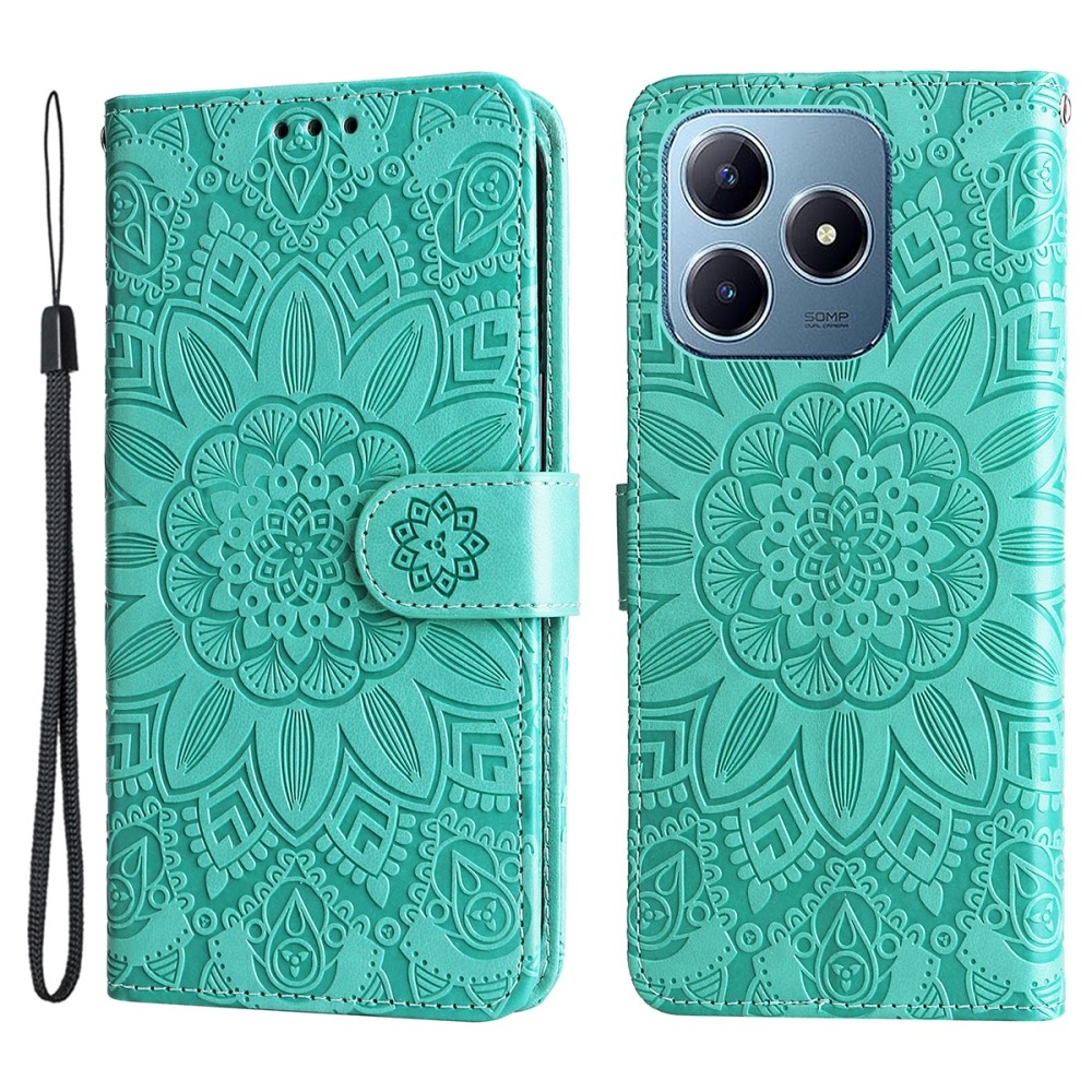 Napraforgó könyvtáska a Realme Note 60-hoz - teal színű