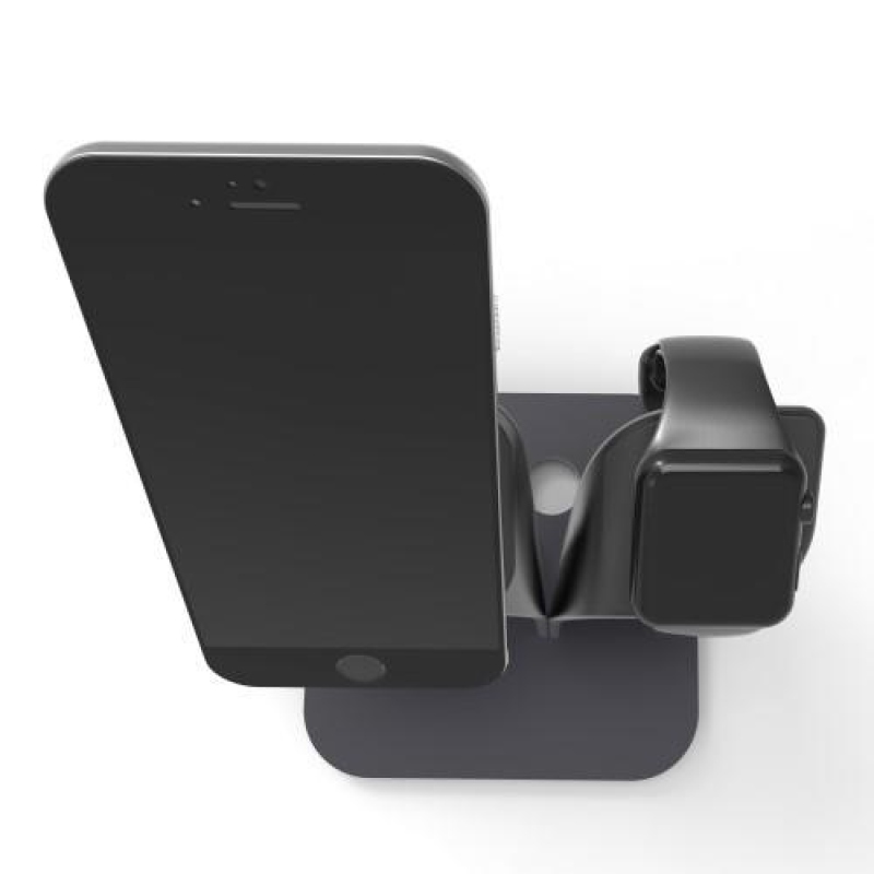 Elegáns ötvözött állvány az Apple Watch és az iPhone töltéséhez - fekete
