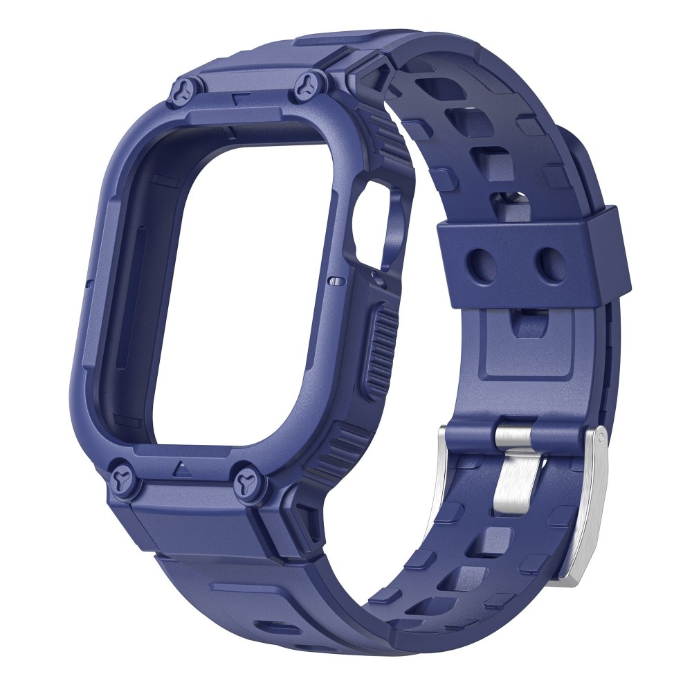 Cseppálló szilikon tok szíjjal Apple Watch Ultra 49mm készülékhez - kék