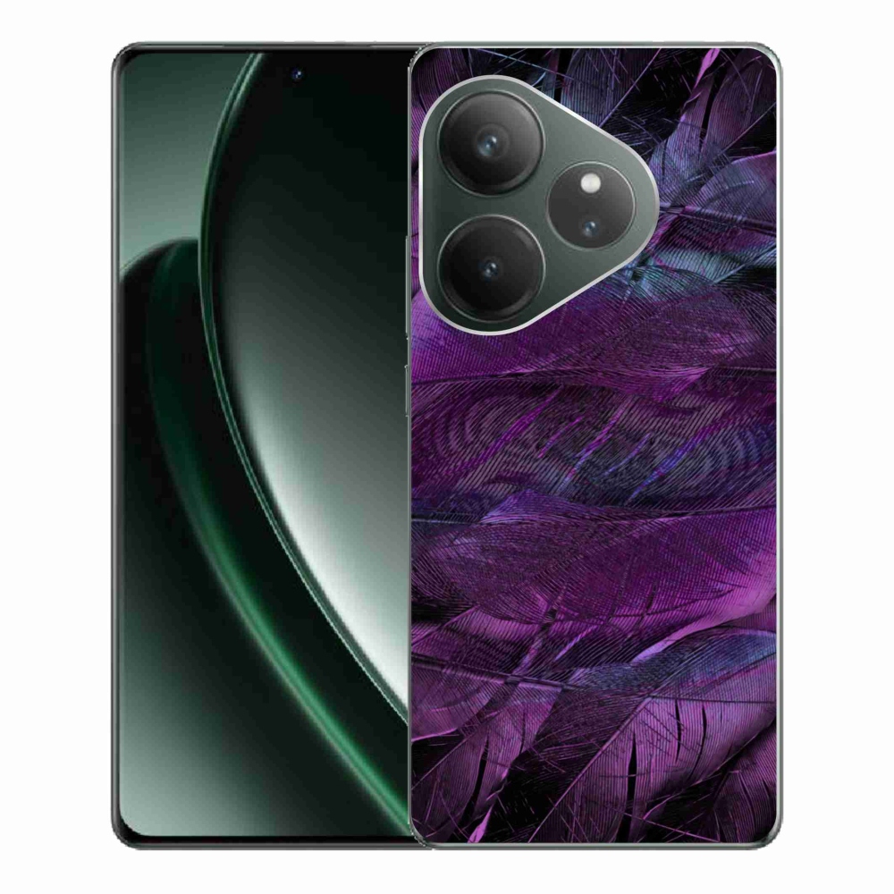 Zselés borítás mmCase a Realme GT 6 5G/GT 6T 5G számára - lila tollak