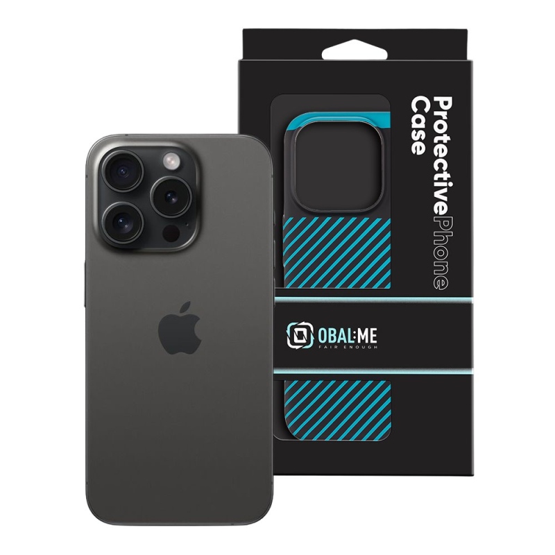 Borító:ME Flossy Stripes borító Apple iPhone 15 Pro készülékhez Fekete/Teal