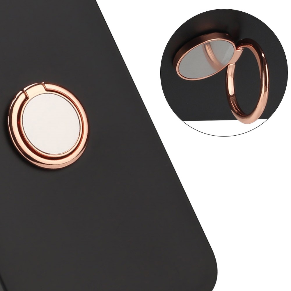 Matt zselés tok ujjgyűrűvel Samsung Galaxy M15 5G - fekete / rózsaarany