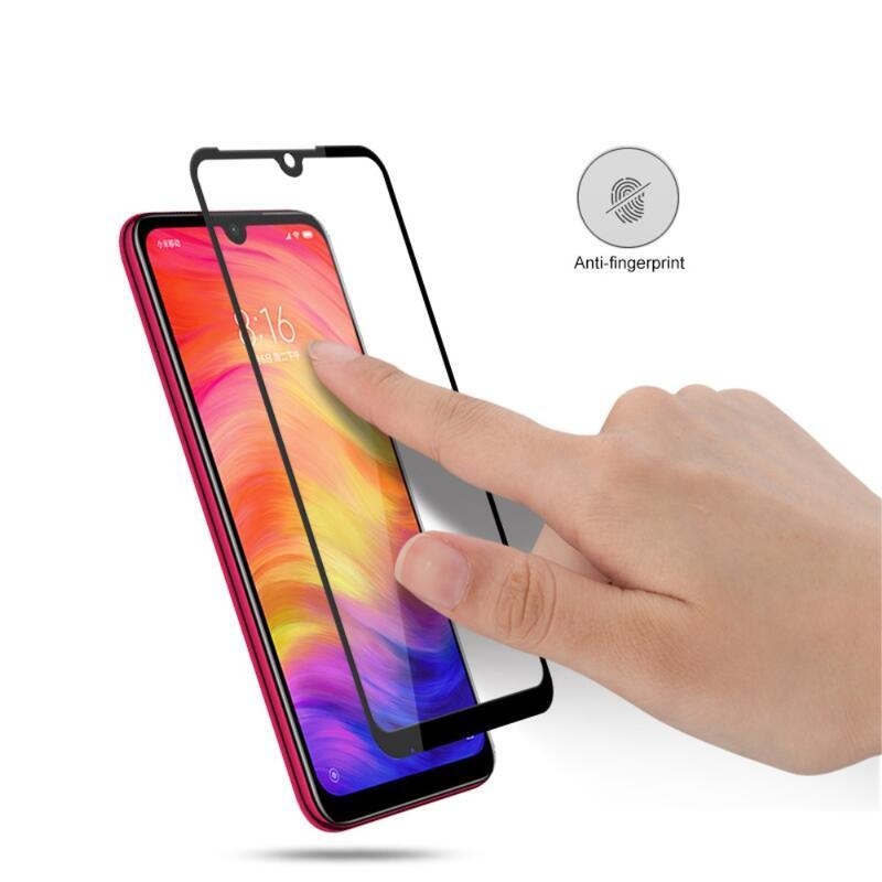 AMS teljes képernyő edzett üveg Xiaomi Redmi Note 7 - fekete