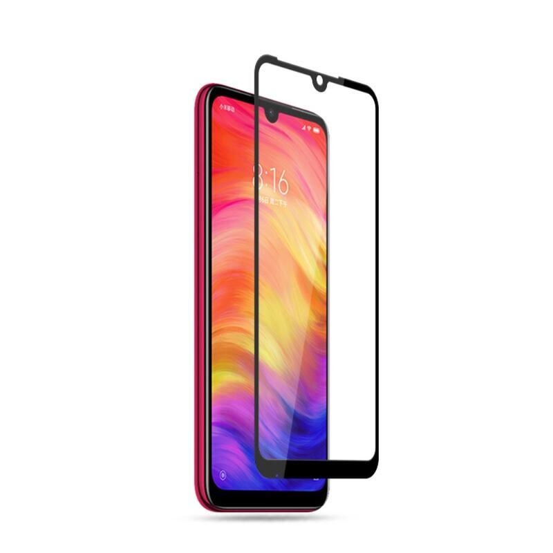 AMS teljes képernyő edzett üveg Xiaomi Redmi Note 7 - fekete