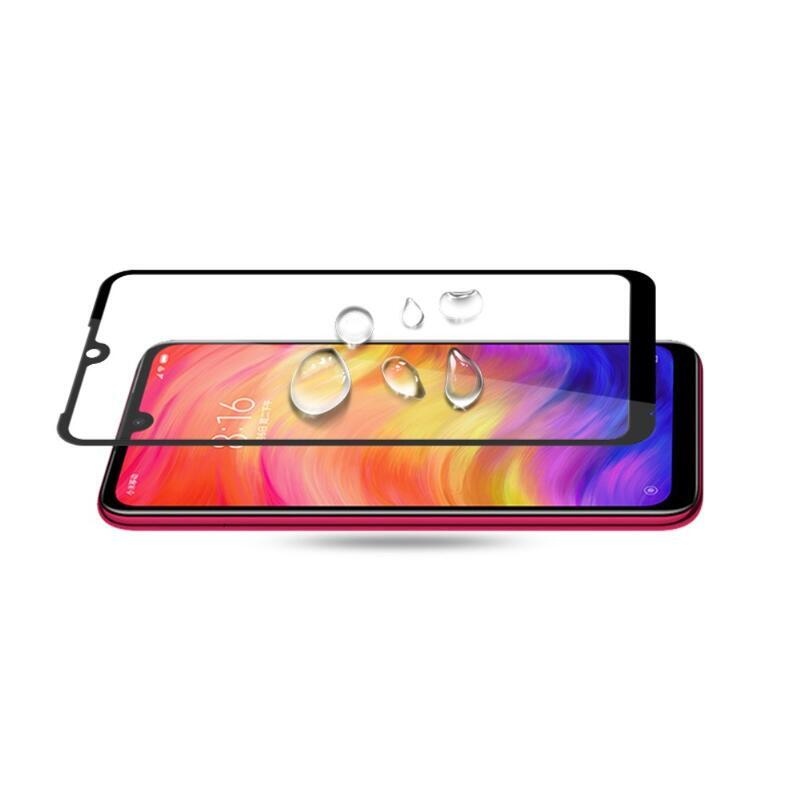 AMS teljes képernyő edzett üveg Xiaomi Redmi Note 7 - fekete