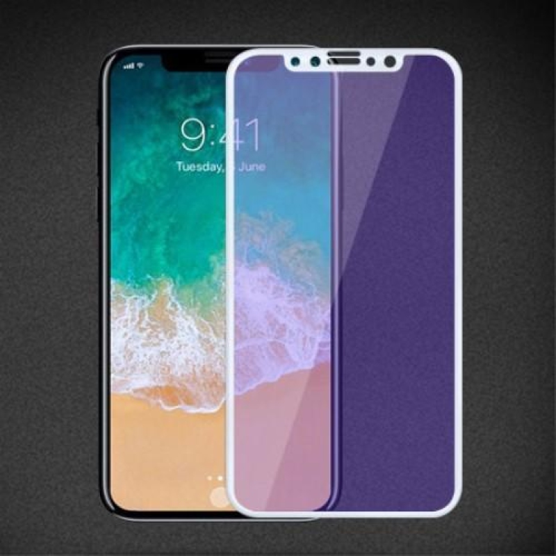 Anti blueray teljes képernyős edzett üveg iPhone X készülékhez - fehér