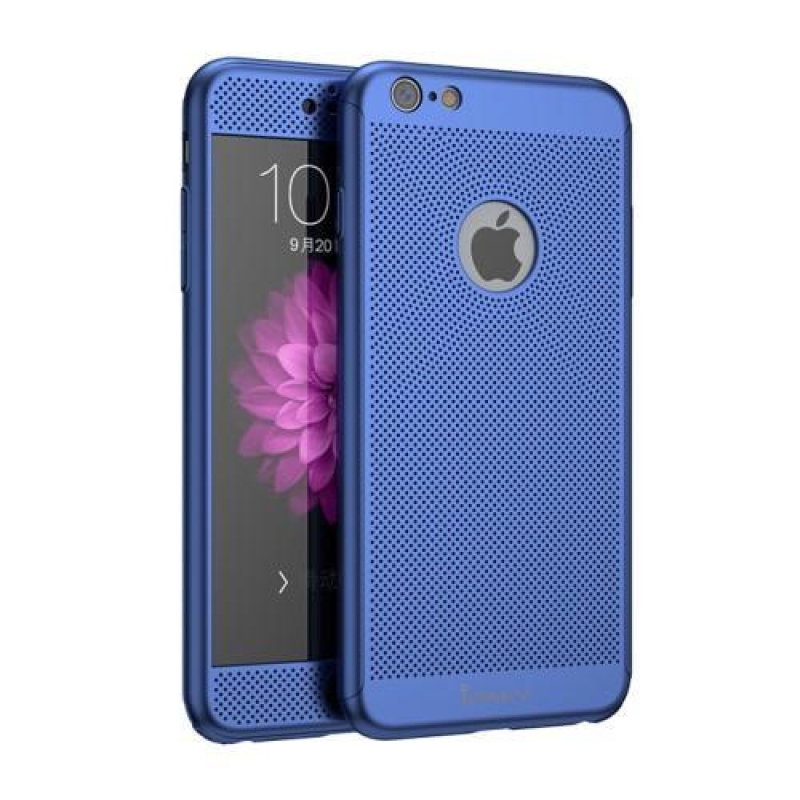 Nyomdamentes műanyag tok edzett üveggel iPhone 6 Plus és 6s Plus készülékhez - kék