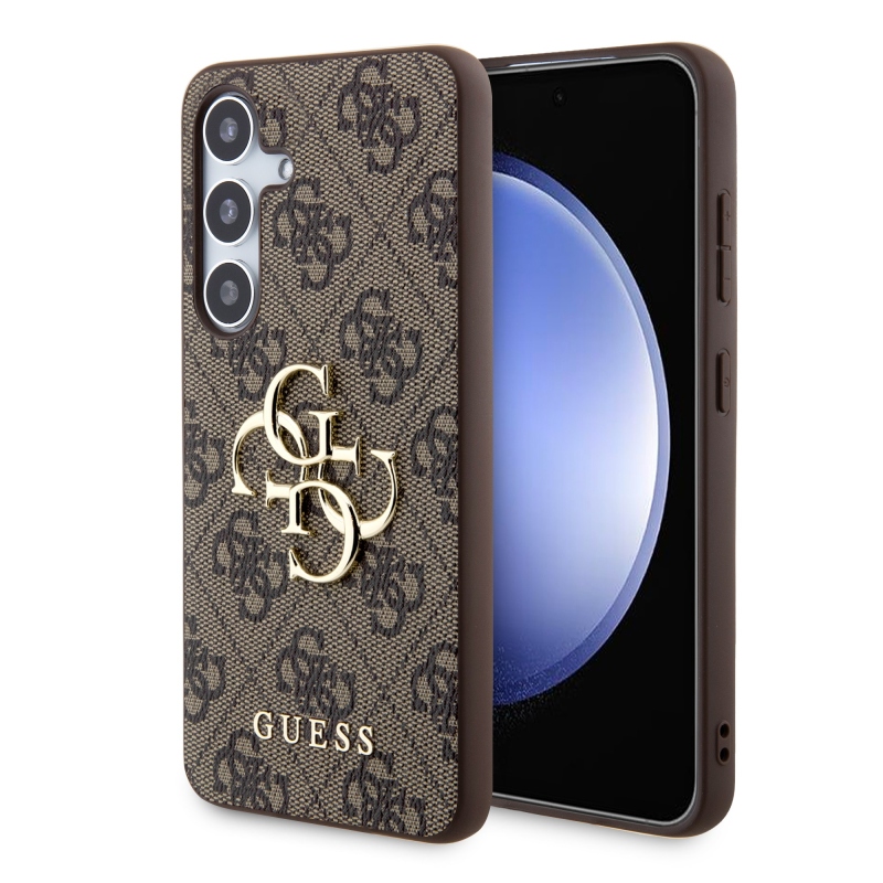 Guess PU 4G fém logó hátlap Samsung Galaxy S24 barna