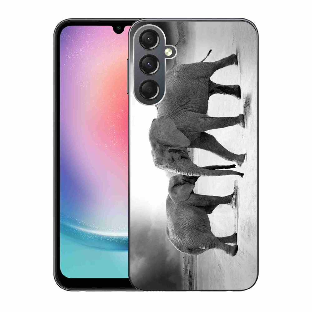 Gél borítás mmCase Samsung Galaxy A24 készülékhez - fekete és fehér elefántok
