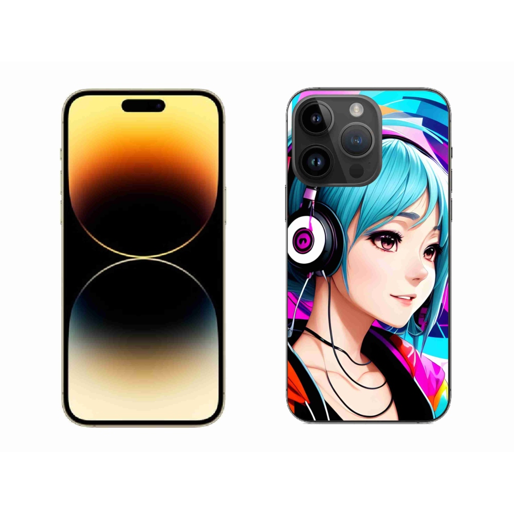 Zselés borítás mmCase iPhone 14 Pro Max készülékhez - lány fejhallgatóval