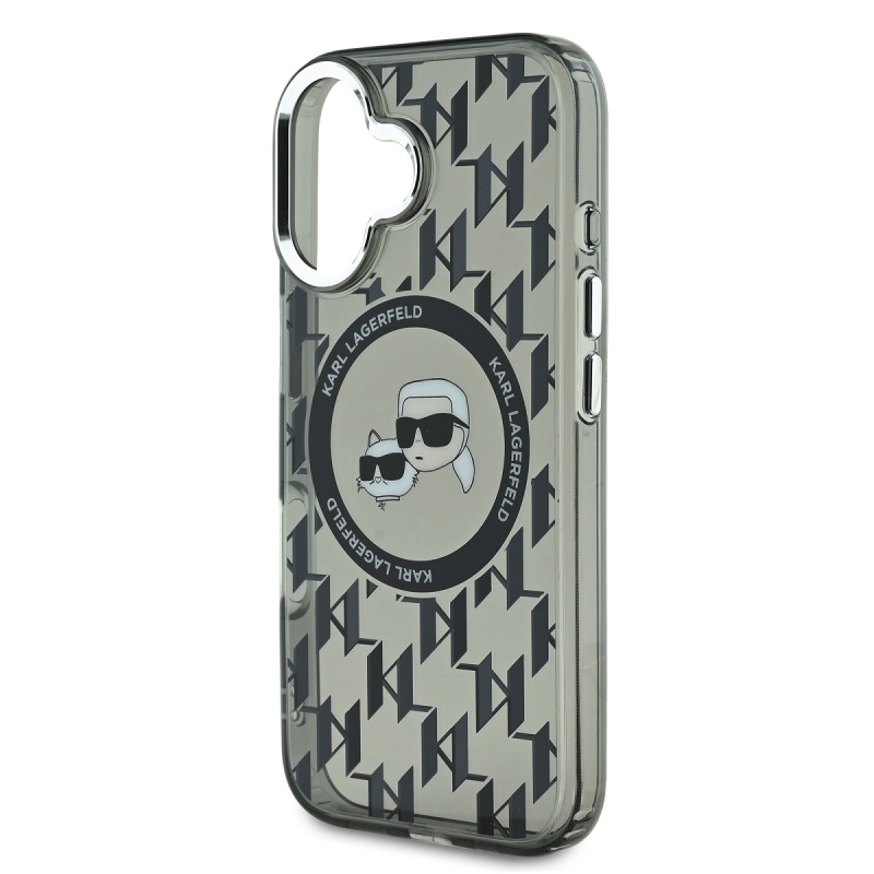 Karl Lagerfeld IML Monogram K&CH Heads MagSafe hátlapi borító iPhone 16-hoz Fekete