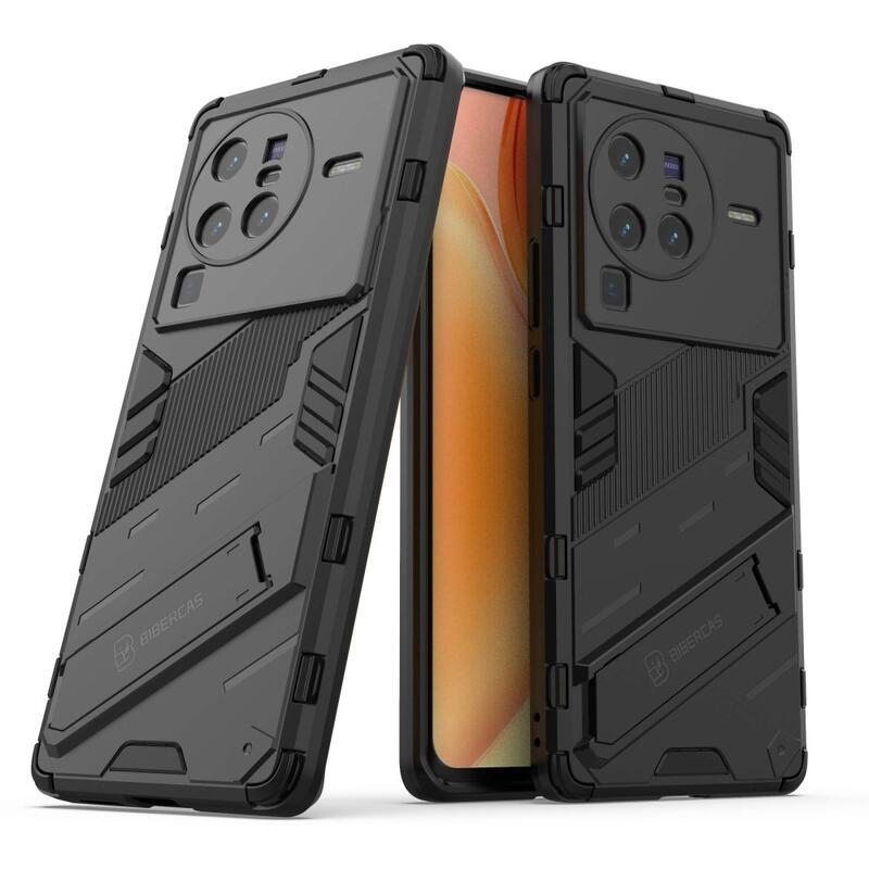 Armor hibrid tartós borítás felhajtható állvánnyal a Vivo X80 Pro készülékhez - fekete