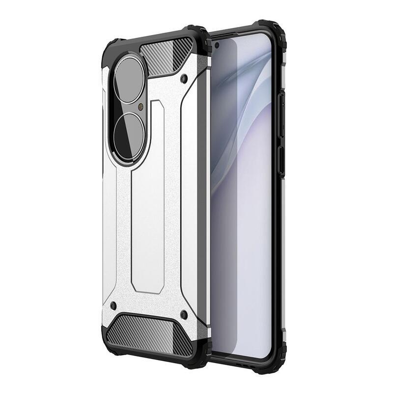 Tartós hibrid borítás Huawei P50 Pro készülékhez - ezüst színben