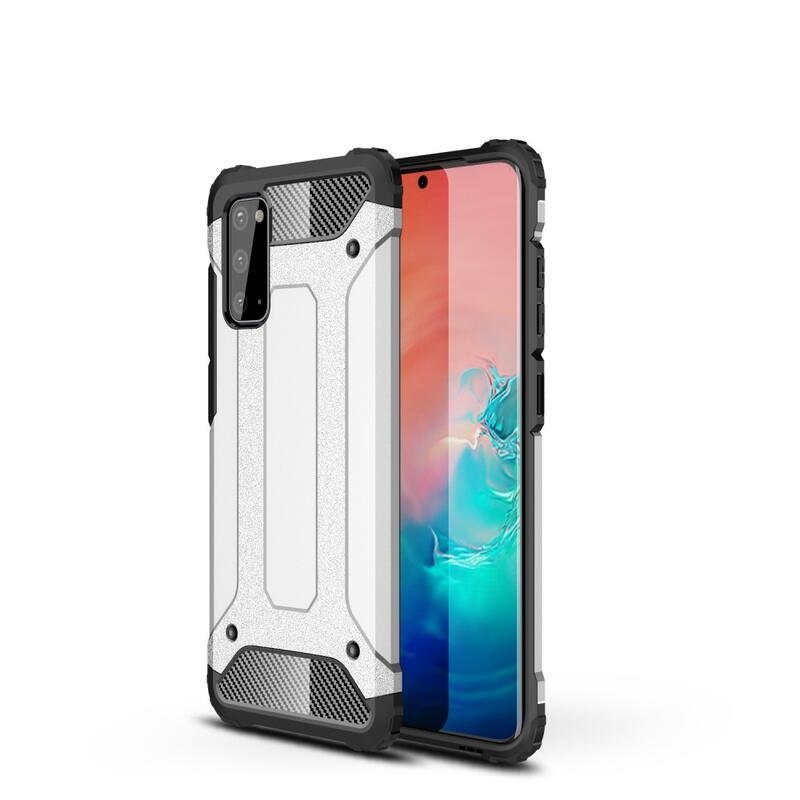 Tartós hibrid borítás Samsung Galaxy S20 készülékhez - ezüst színű
