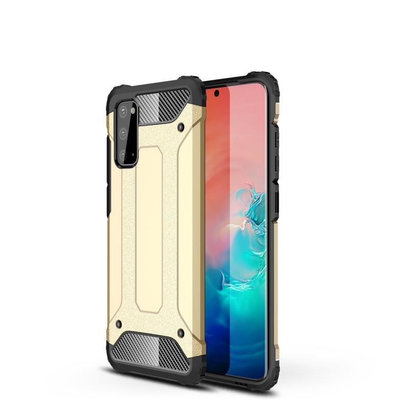 Tartós hibrid borítás Samsung Galaxy S20 készülékhez - arany színben