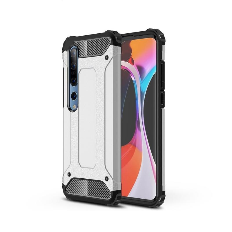 Tartós hibrid páncélborítás Xiaomi Mi 10/Mi 10 Pro készülékhez - ezüst színű