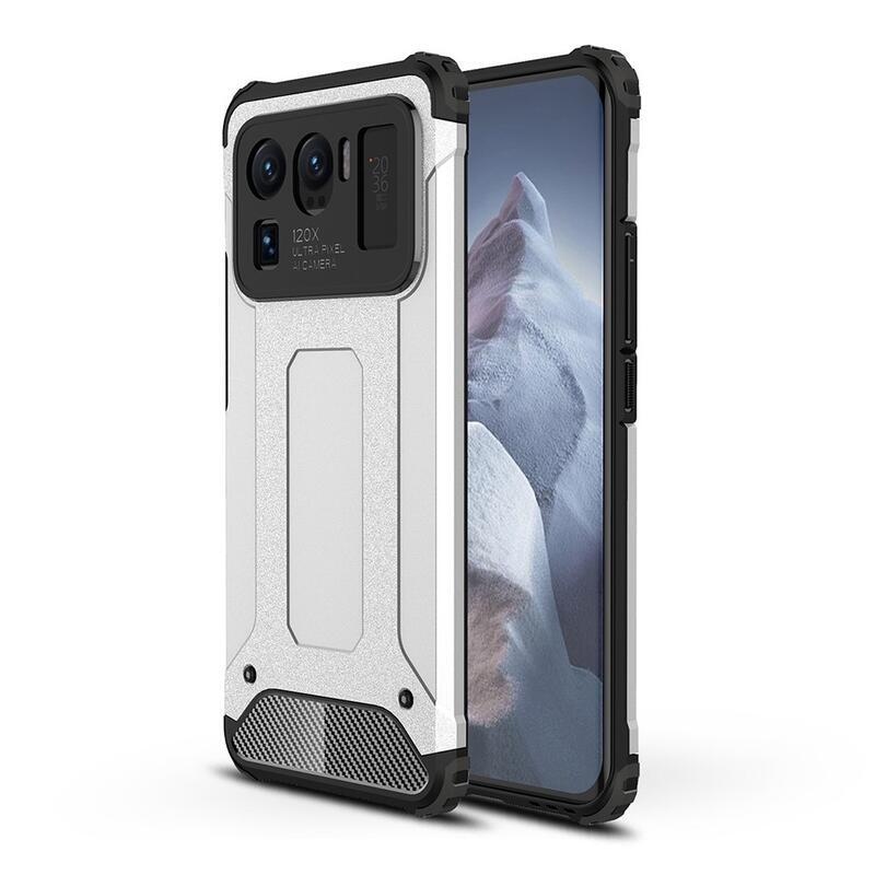 Tartós hibrid páncélborítás Xiaomi Mi 11 Ultra készülékhez - ezüst színű