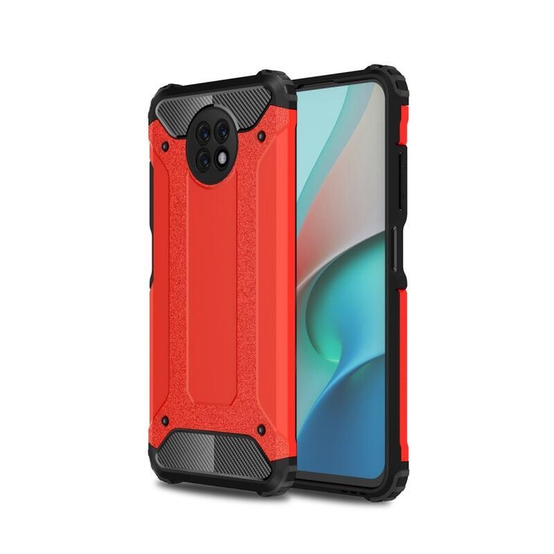 Tartós hibrid páncélzat Xiaomi Redmi Note 9T 5G számára - piros