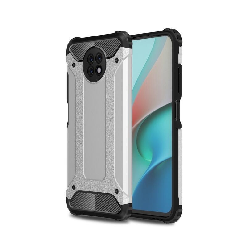 Tartós hibrid borítás Xiaomi Redmi Note 9T 5G páncélzathoz - ezüst színű