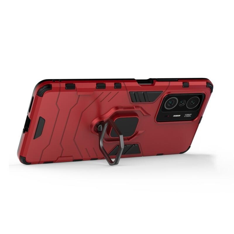 Guardy hibrid tartós borító ujjbeggyel Xiaomi 11T/11T Pro készülékhez - piros