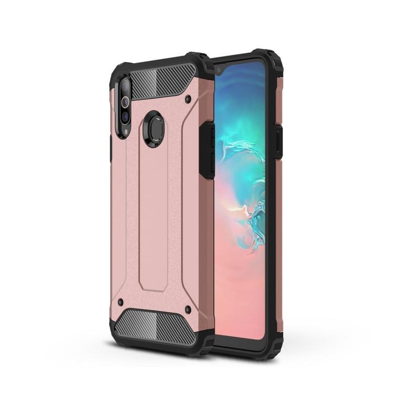Tartós hibrid borítás Samsung Galaxy A20s készülékhez - rózsaarany színben