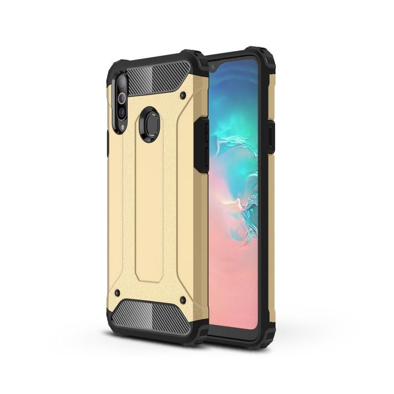 Tartós hibrid páncélborítás Samsung Galaxy A20s készülékhez - arany színben