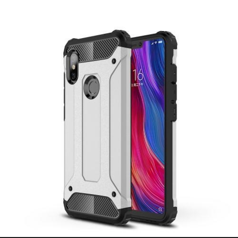 Tartós hibrid páncélborítás Xiaomi Redmi Note 6 Pro készülékhez - ezüst színben