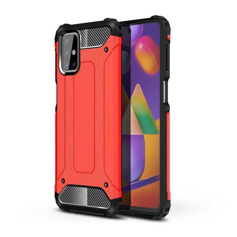 Tartós hibrid páncélzat Samsung Galaxy M31s készülékhez - piros