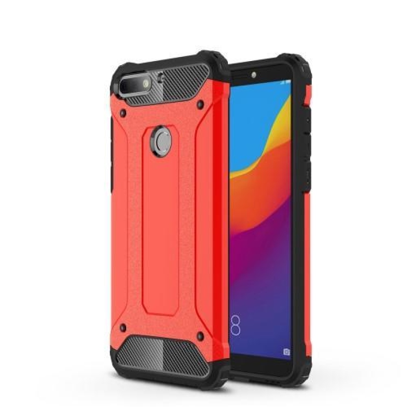 Tartós hibrid páncél tok Huawei Y7 Prime (2018) - piros színű