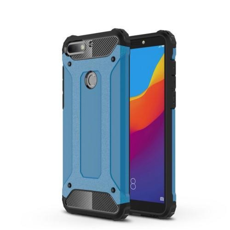 Tartós hibrid páncél tok Huawei Y7 Prime (2018) számára - kék