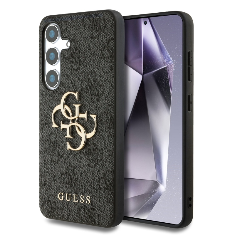Guess PU 4G fém logó hátlap Samsung Galaxy S25 szürke