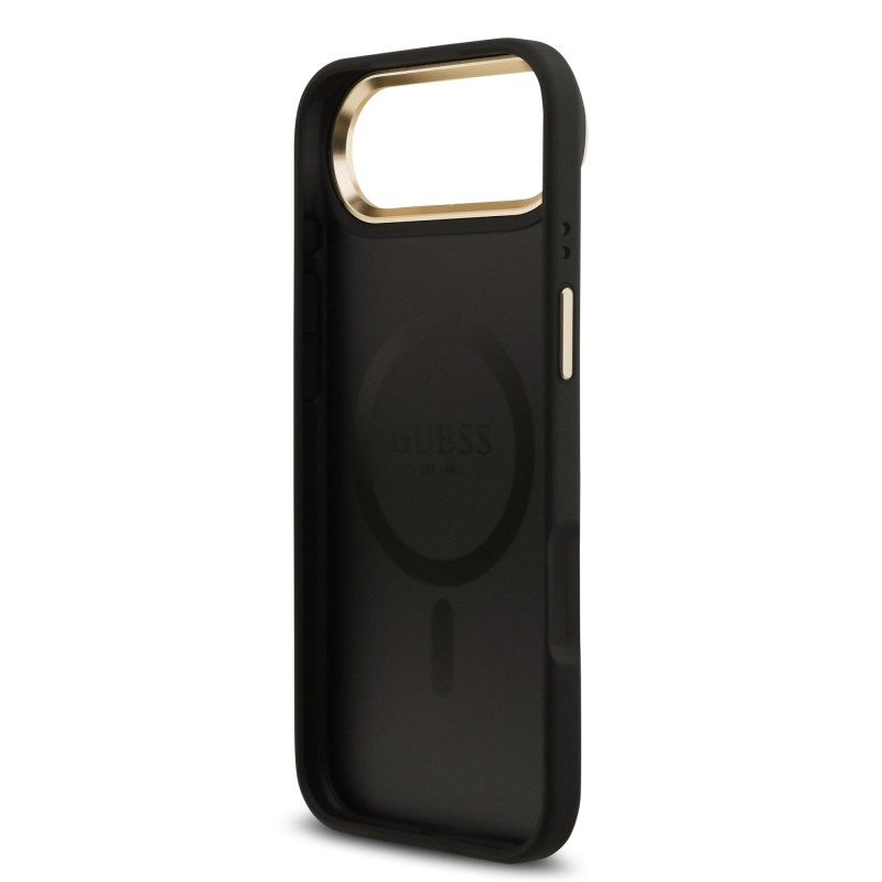 Guess PU bőr 4G arany keret MagSafe hátlap iPhone Air fekete iPhone Airhez
