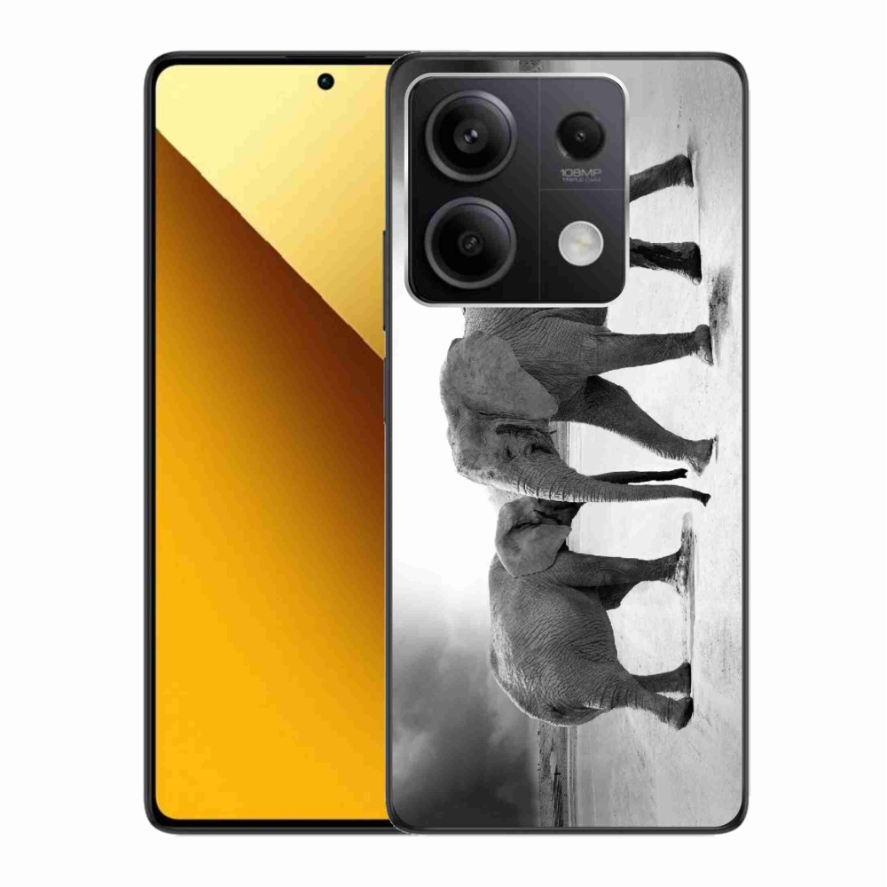 Gél borítás mmCase a Xiaomi Redmi Note 13 5G számára - fekete és fehér elefántok