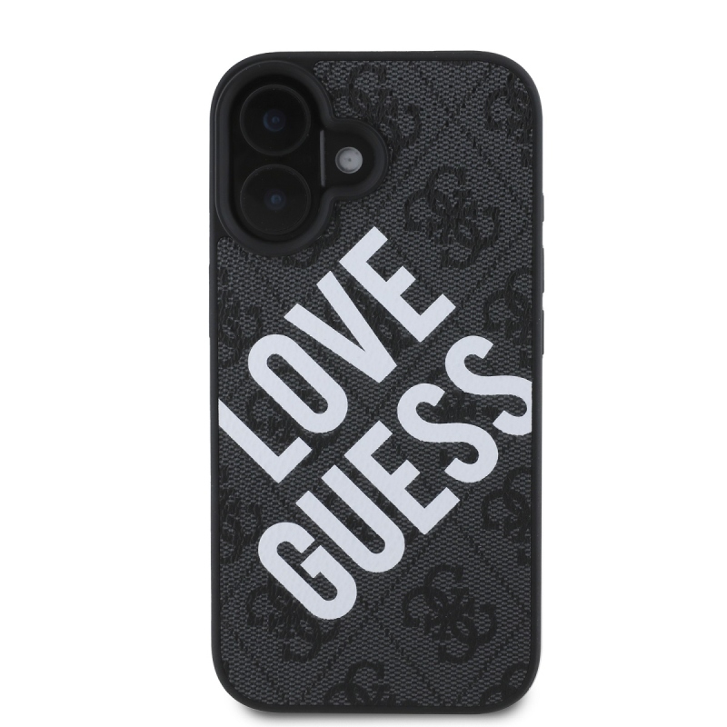 Guess PU bőr 4G Big Love Logo MagSafe hátlap iPhone 16-hoz Fekete