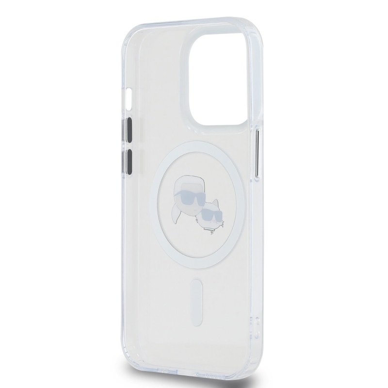 Karl Lagerfeld IML K&CH fejek fémkeret MagSafe hátlap iPhone 15 Pro átlátszóhoz