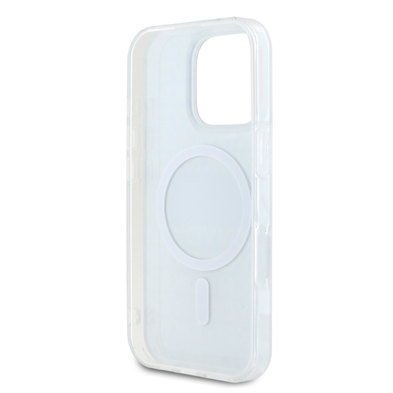 DKNY PC/TPU ismétlődő mintás tonális csíkos Magsafe hátlap iPhone 16 Pro fekete színű borítóhoz