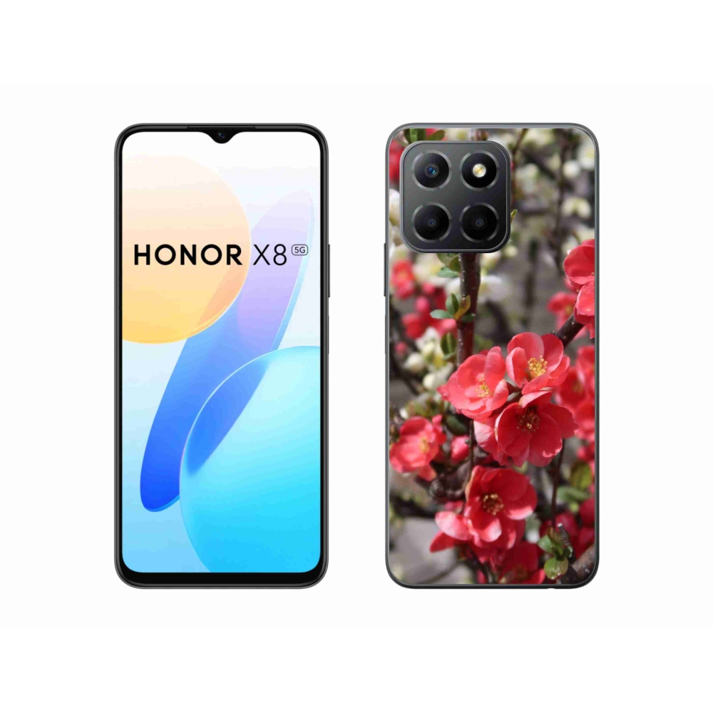 Zselés borítás mmCase a Honor X8 5G számára - piros virágok