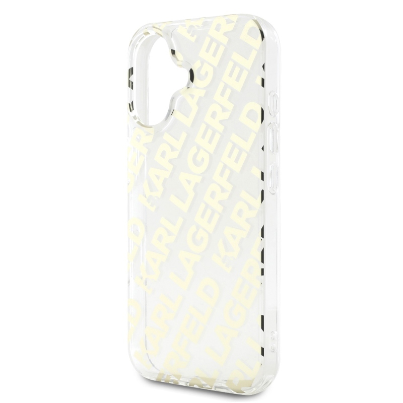 Karl Lagerfeld IML Electroplated Repeated Logo Back Cover for iPhone 16 arany