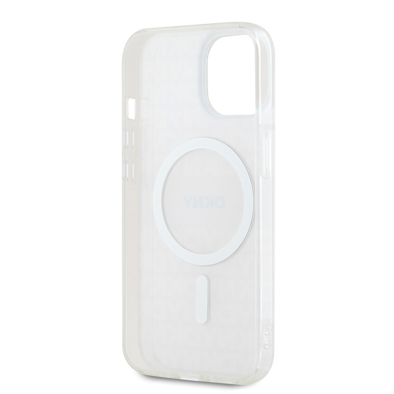 DKNY PC/TPU ismétlődő mintás tonális csíkos Magsafe hátlap iPhone 15 rózsaszínű készülékhez
