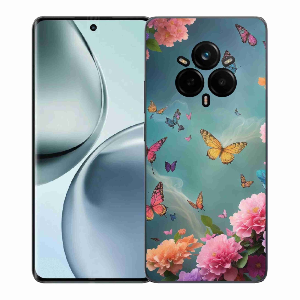Gél borító mmCase a Realme 14 Pro 5G készülékhez - színes virágok és pillangók