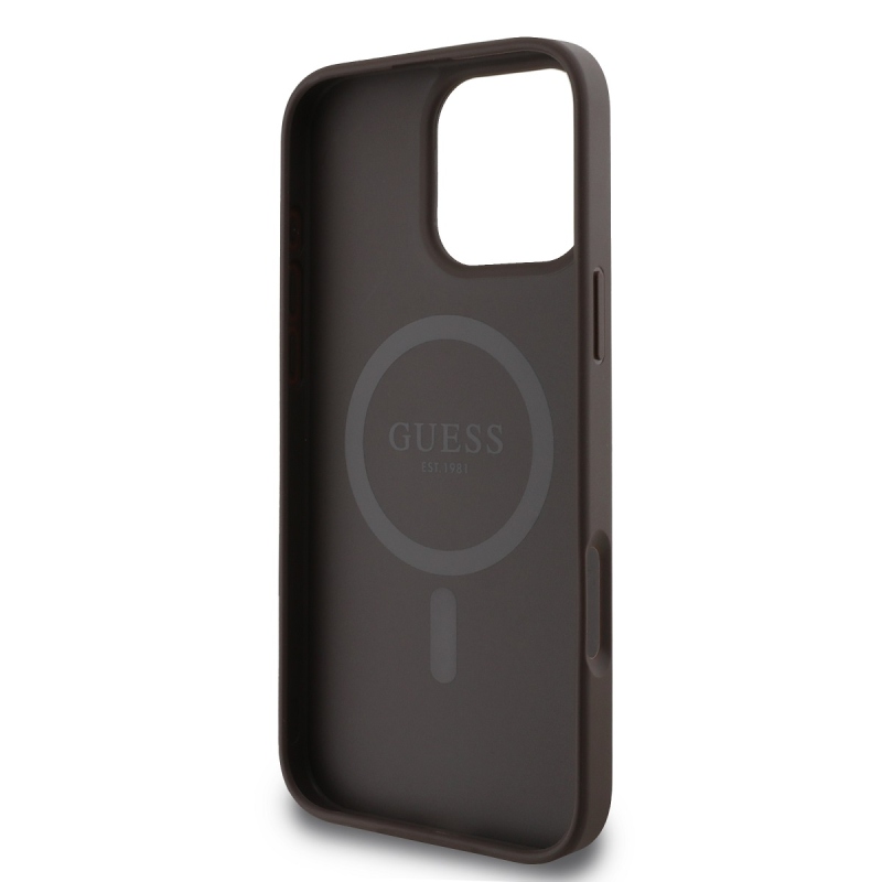 Guess PU bőr 4G Big Love Logo MagSafe hátlap iPhone 16 Pro barna iPhone 16 Pro-hoz barna