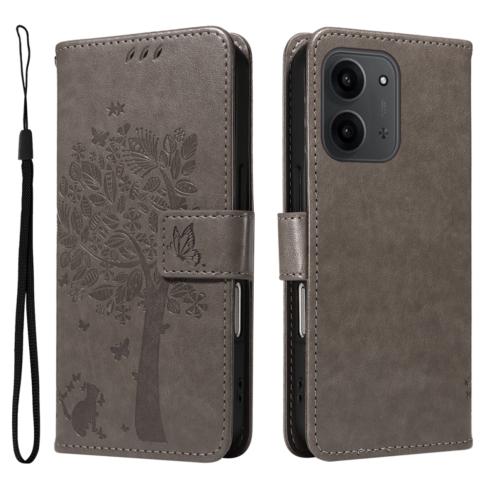 Fák könyv tok Xiaomi Redmi 15C 4G/5G (173mm) - szürke